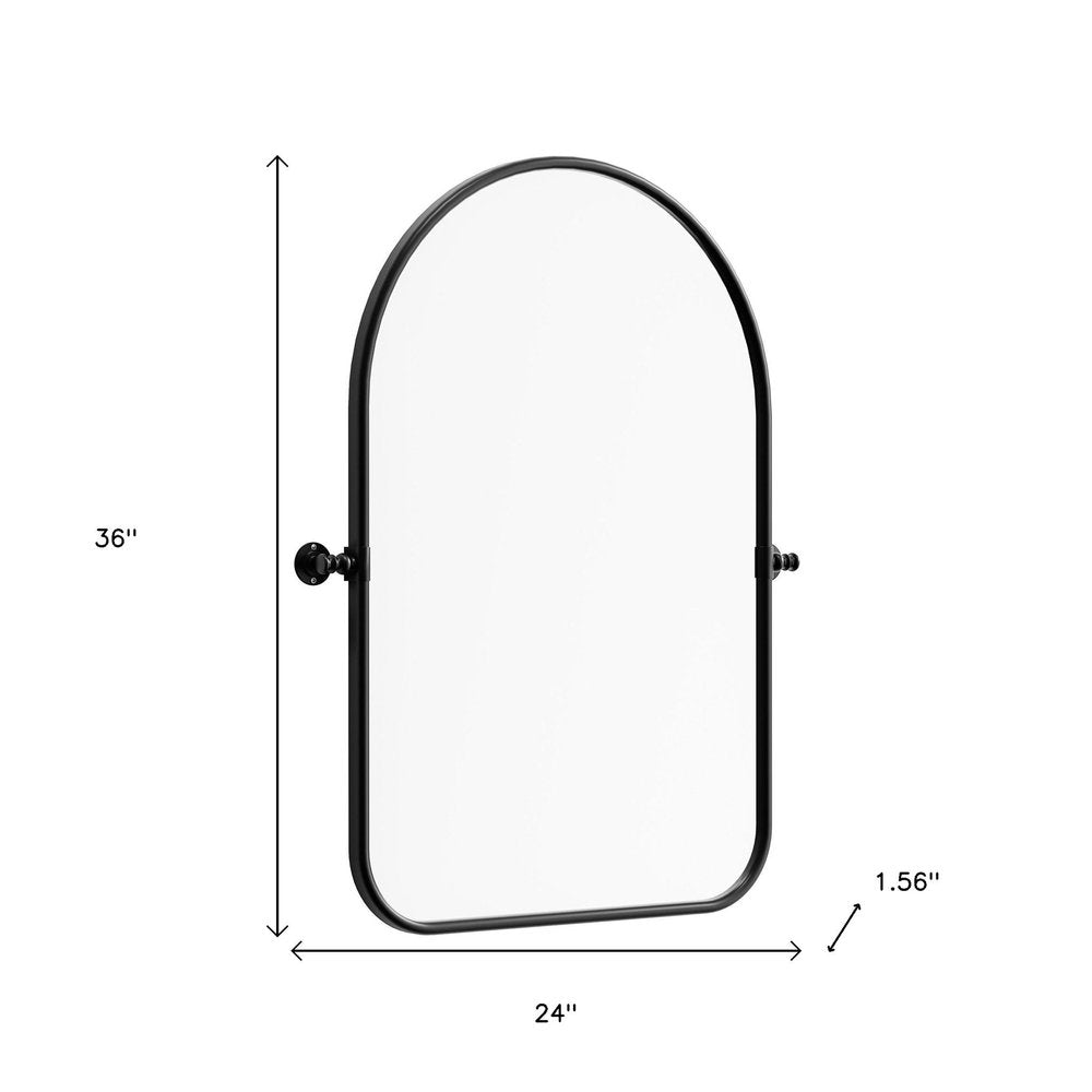 Black Metal Arch Framed Accent Mirror - 36-inch