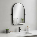 Black Arch Metal Swivel Framed Accent Mirror - 32-inch