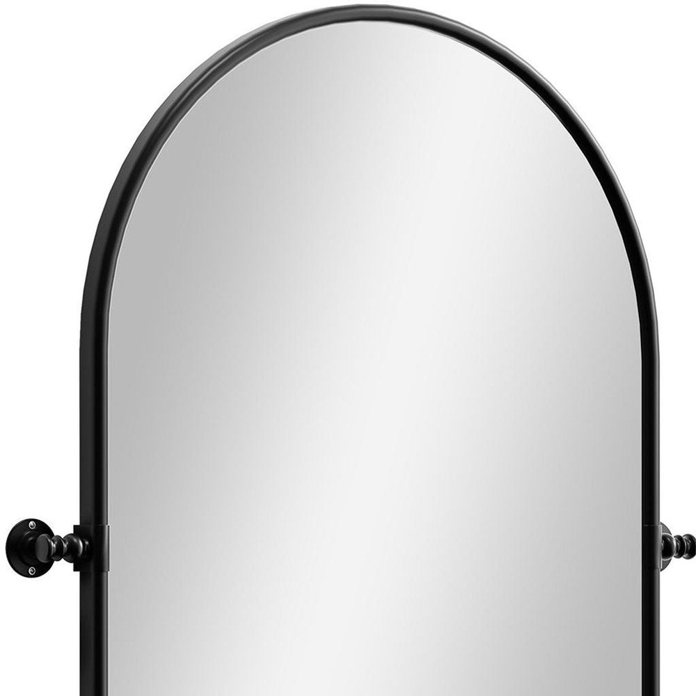 Black Arch Metal Swivel Framed Accent Mirror - 32-inch