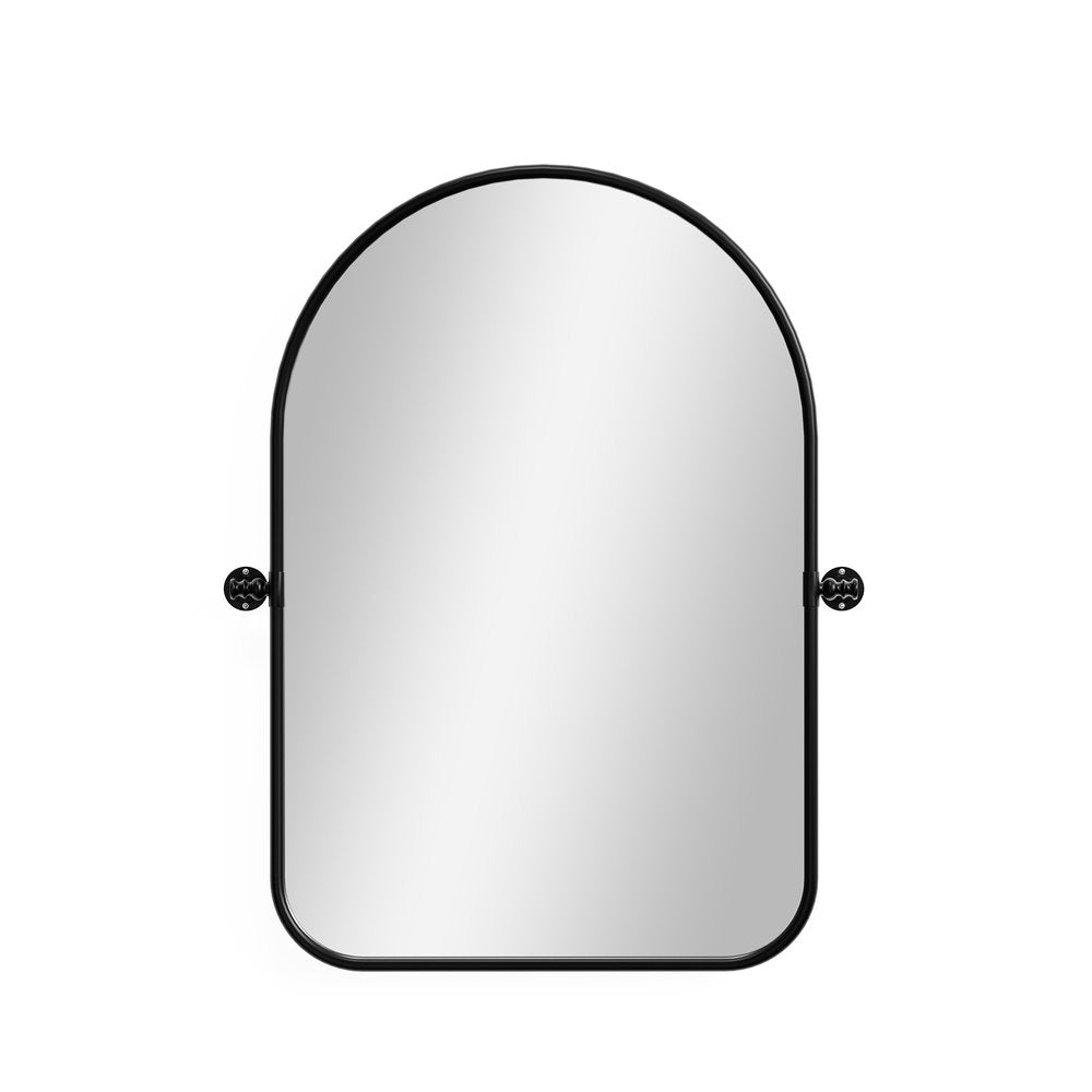 Black Arch Metal Swivel Framed Accent Mirror - 32-inch