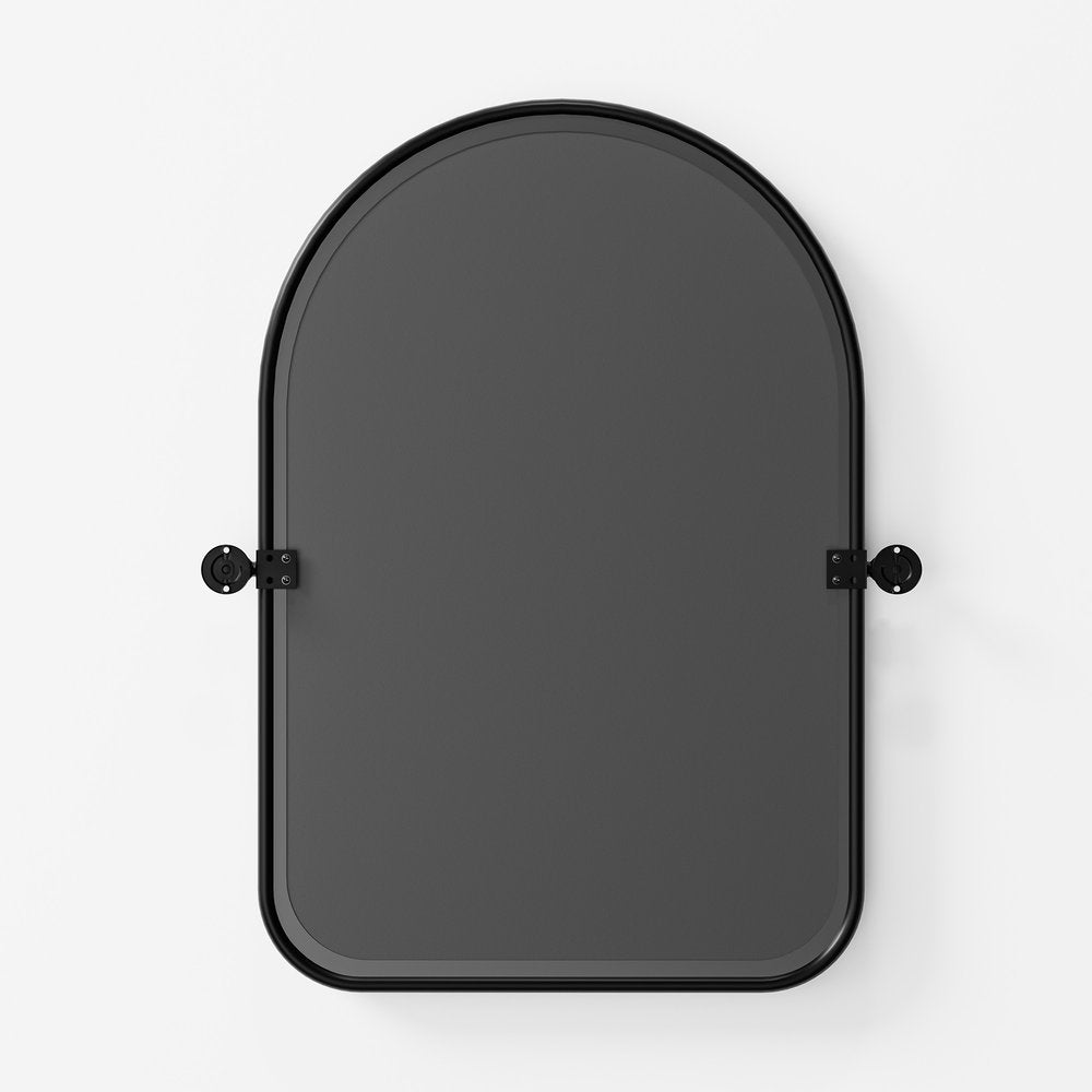 Black Arch Metal Swivel Framed Accent Mirror - 32-inch