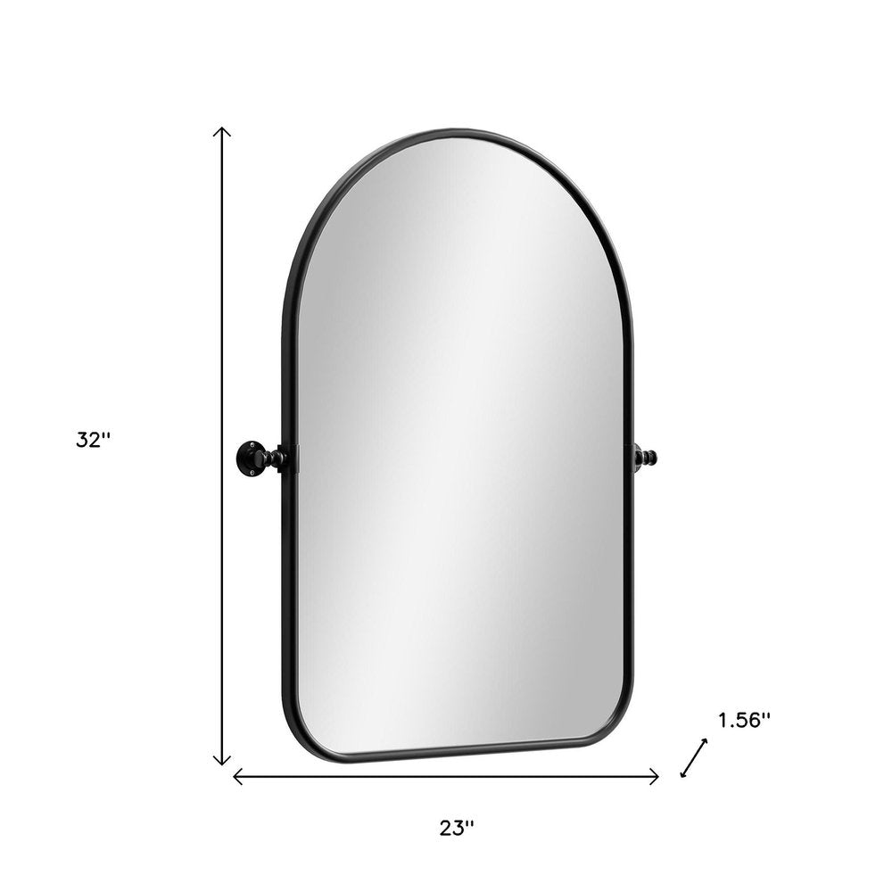 Black Arch Metal Swivel Framed Accent Mirror - 32-inch