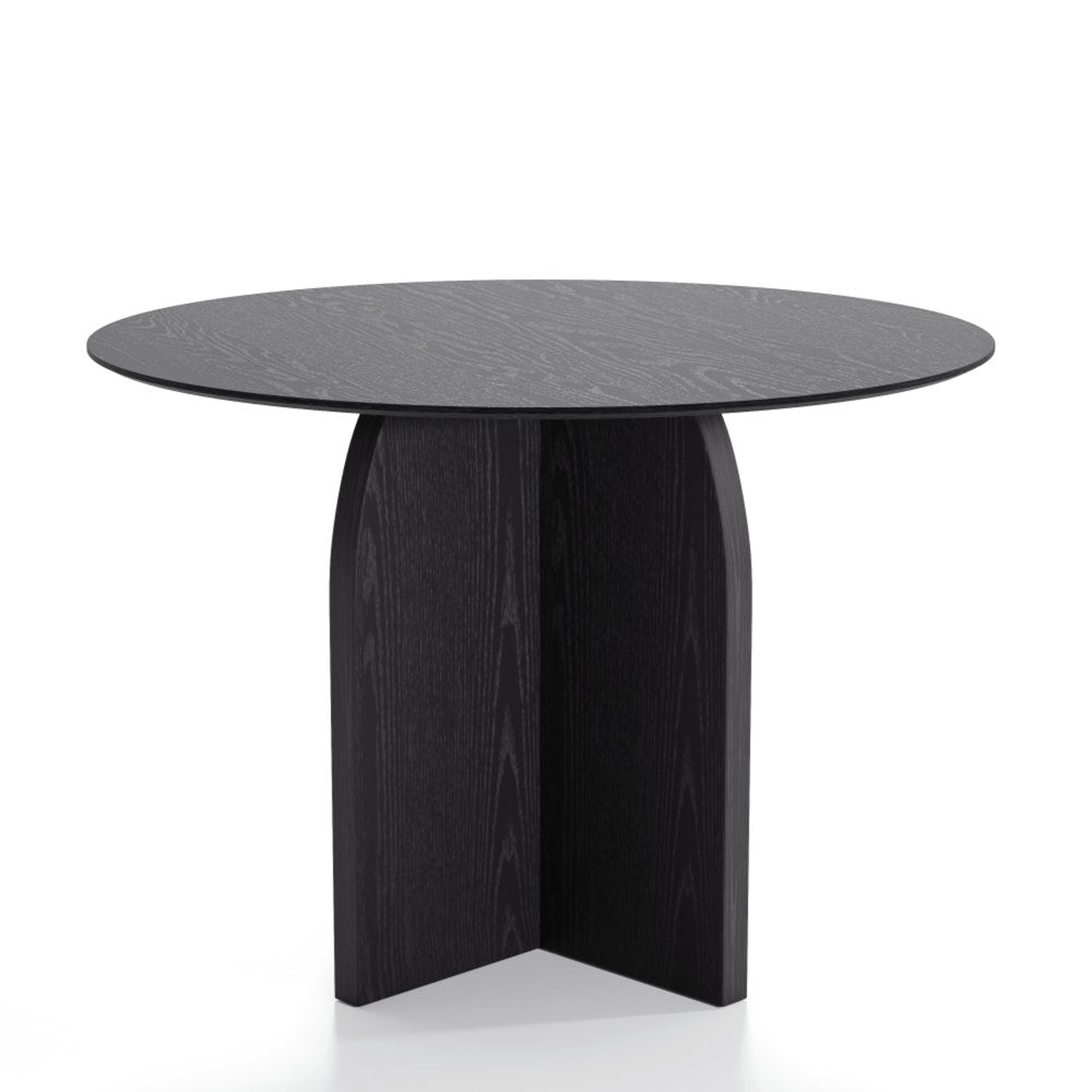 Black Wood Pedestal Base Round Top Dining Table - 42-inch