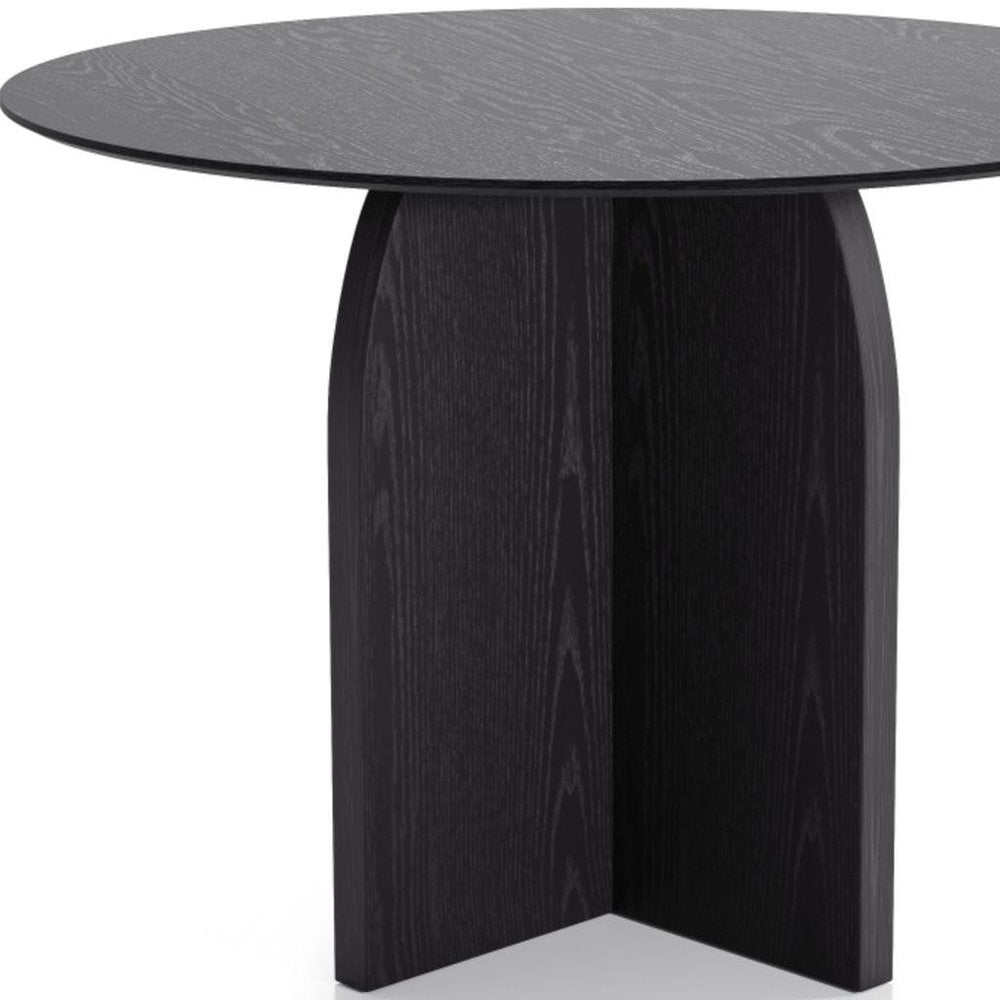Black Wood Pedestal Base Round Top Dining Table - 42-inch