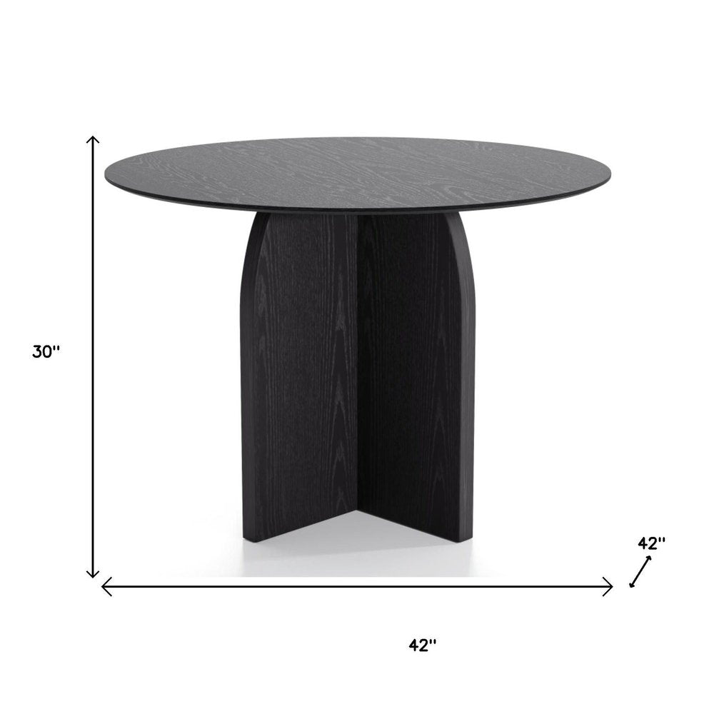 Black Wood Pedestal Base Round Top Dining Table - 42-inch