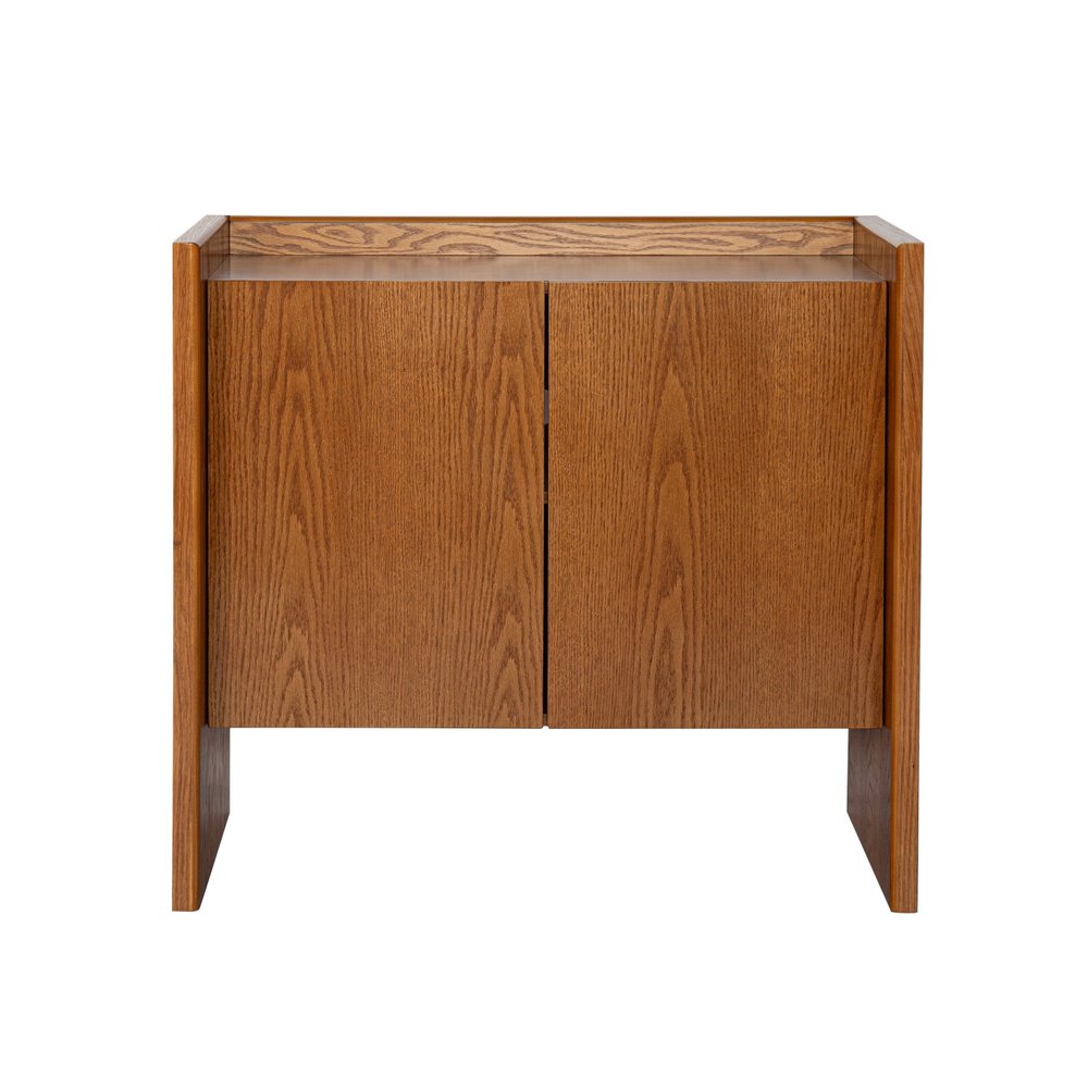 Walnut Wood Sideboard with Two Doors - 34-inch