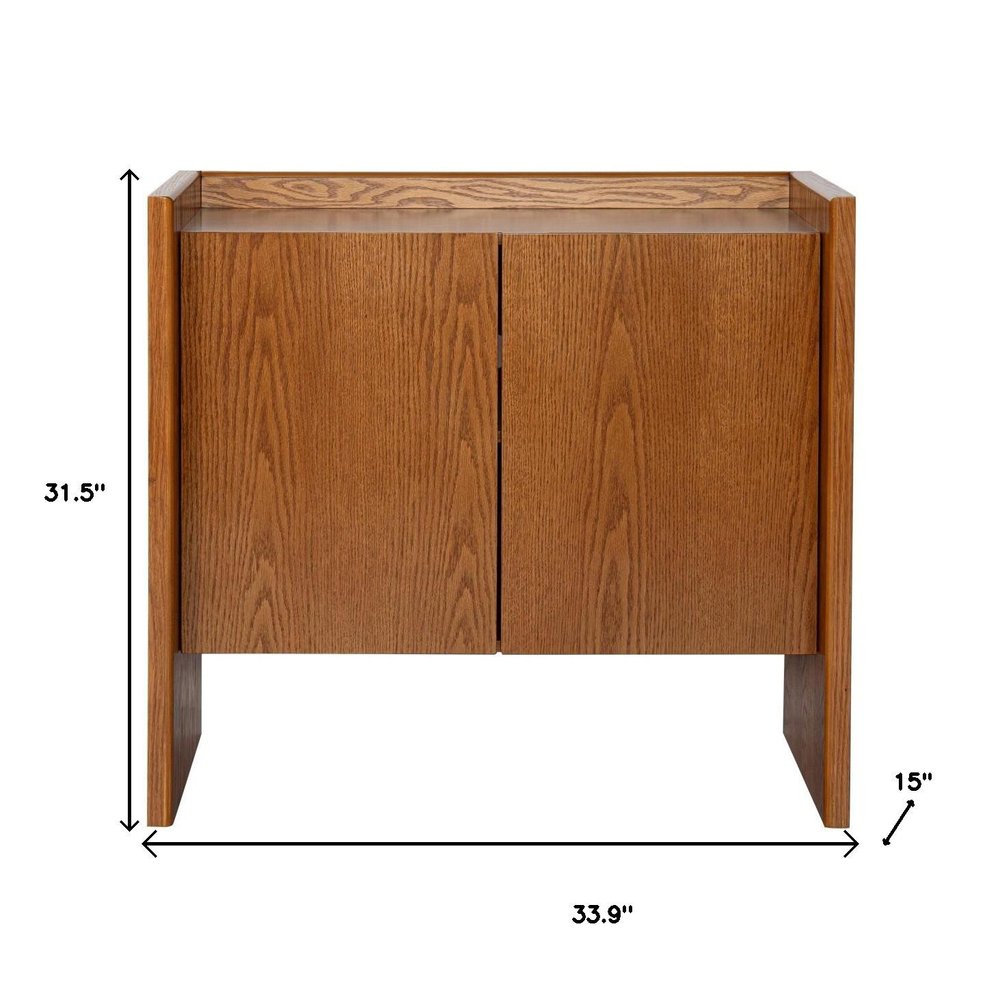Walnut Wood Sideboard with Two Doors - 34-inch