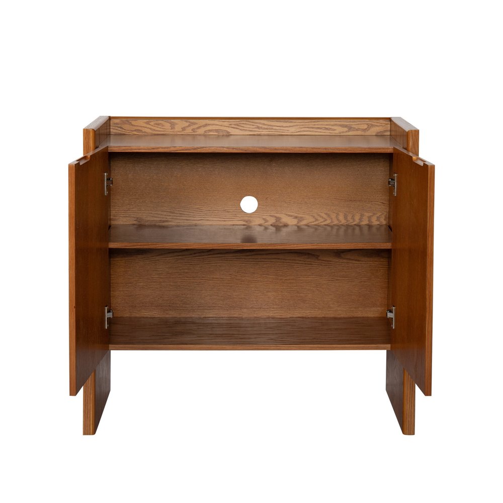 Walnut Wood Sideboard with Two Doors - 34-inch