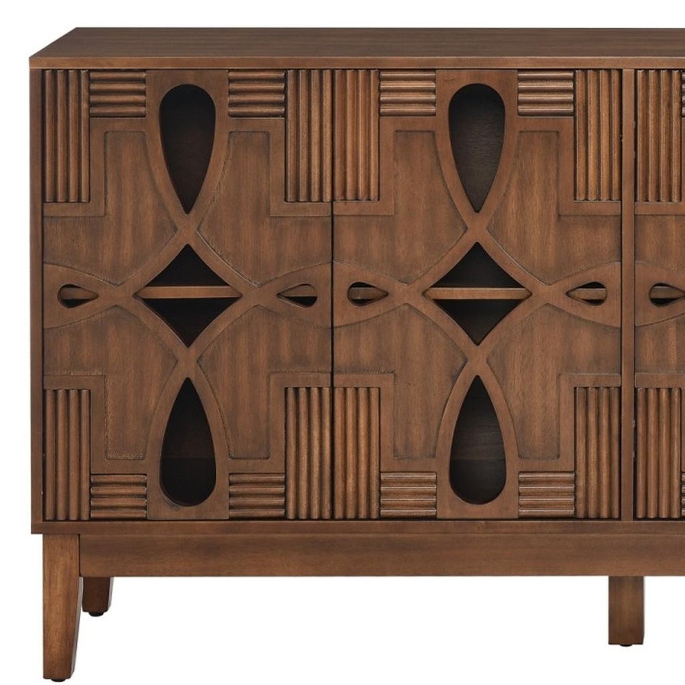 Brown Wood Sideboard with Four Doors - 61-inch