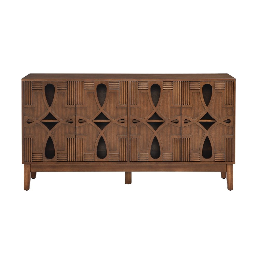 Brown Wood Sideboard with Four Doors - 61-inch