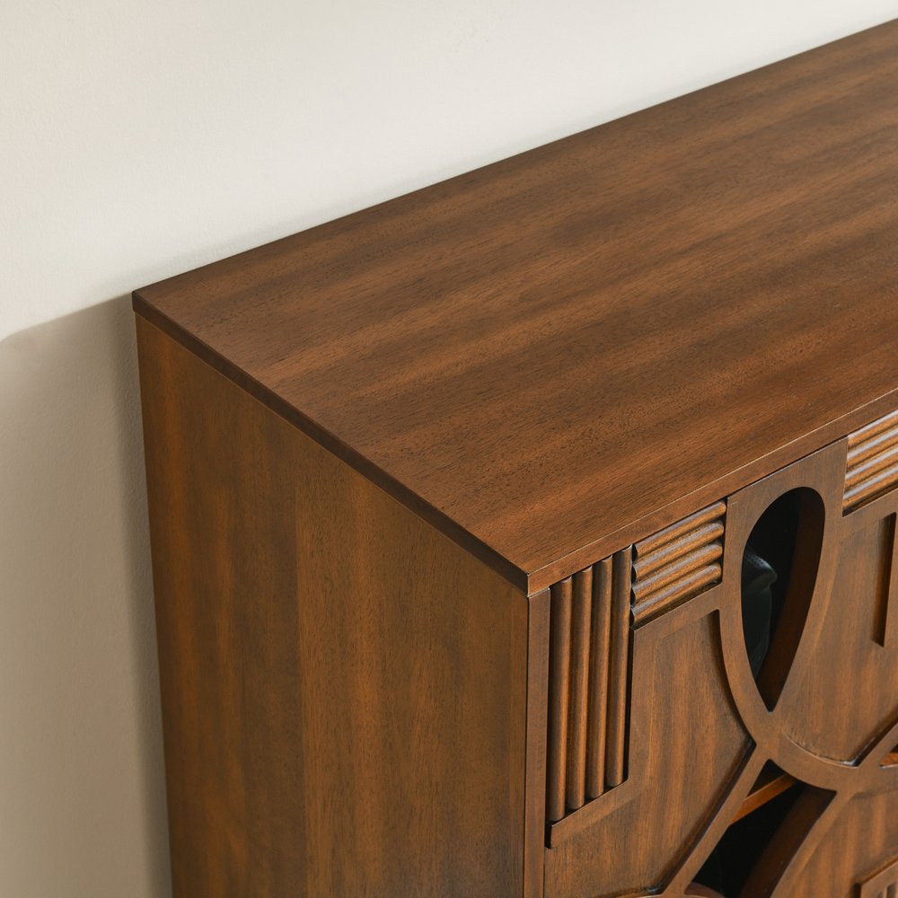 Brown Wood Sideboard with Four Doors - 61-inch
