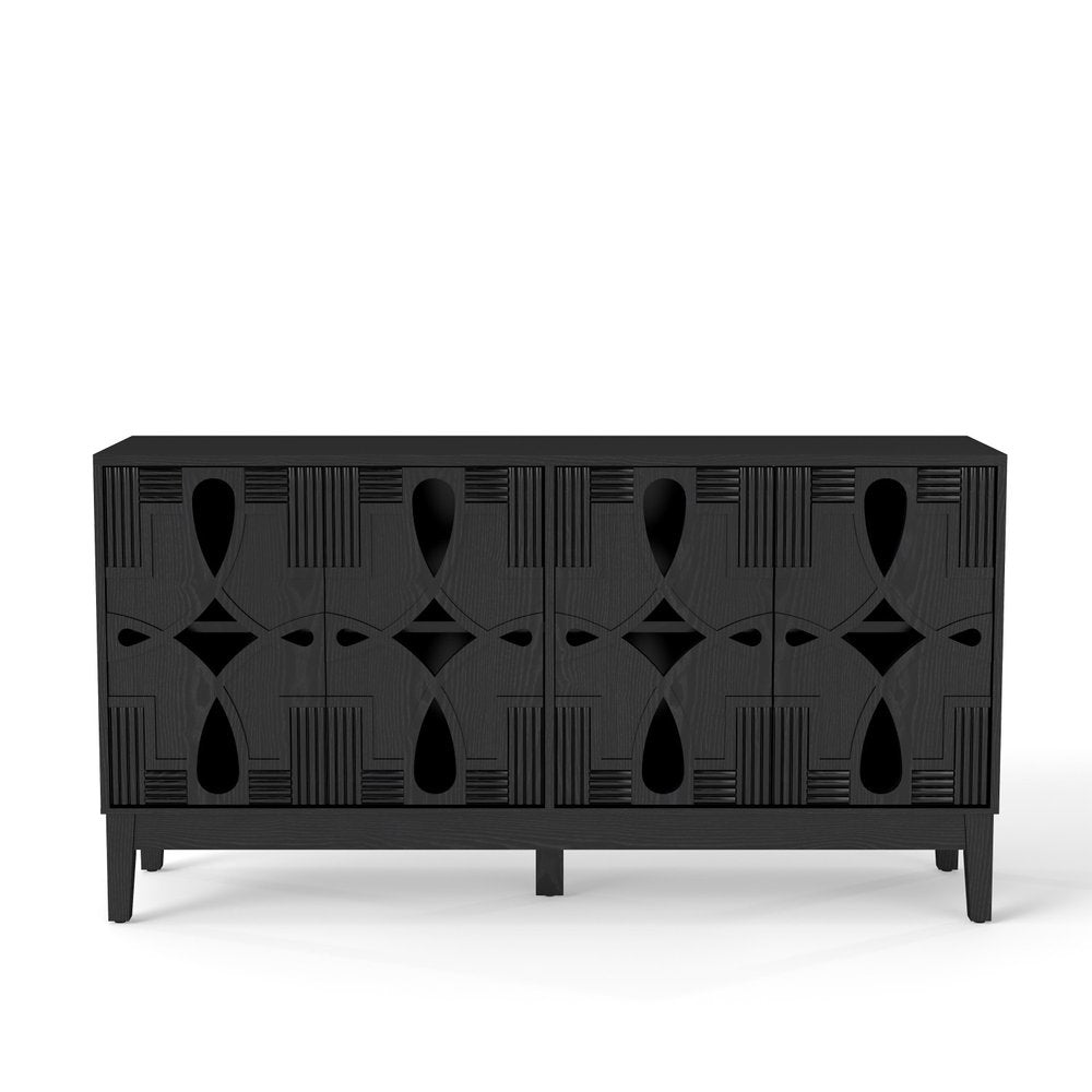 Black Wood Sideboard with Four Doors - 61-inch
