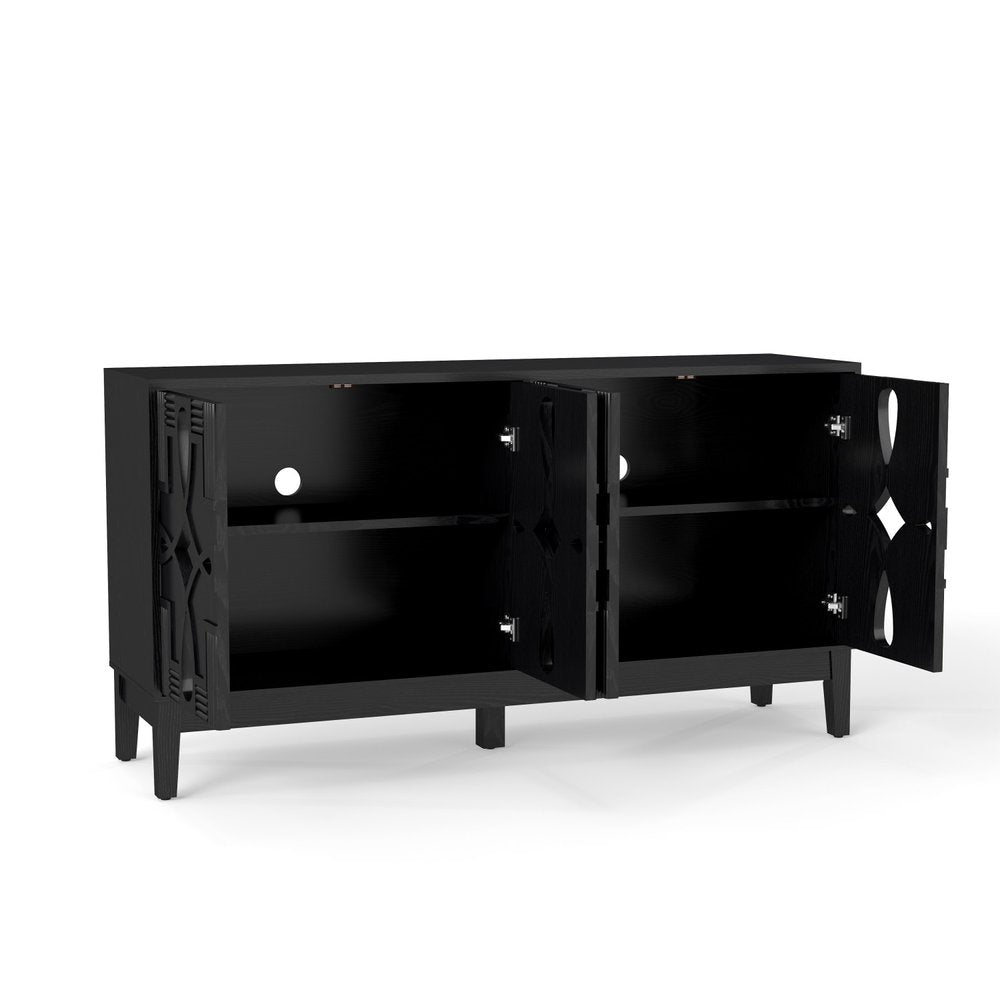 Black Wood Sideboard with Four Doors - 61-inch