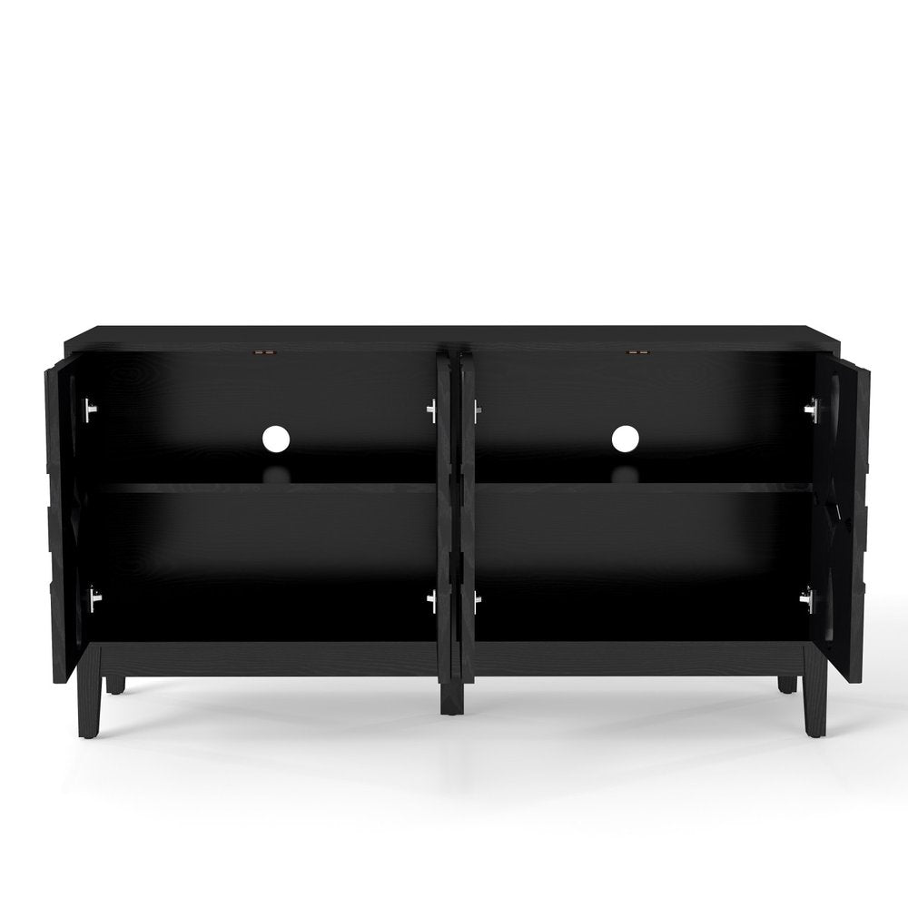 Black Wood Sideboard with Four Doors - 61-inch