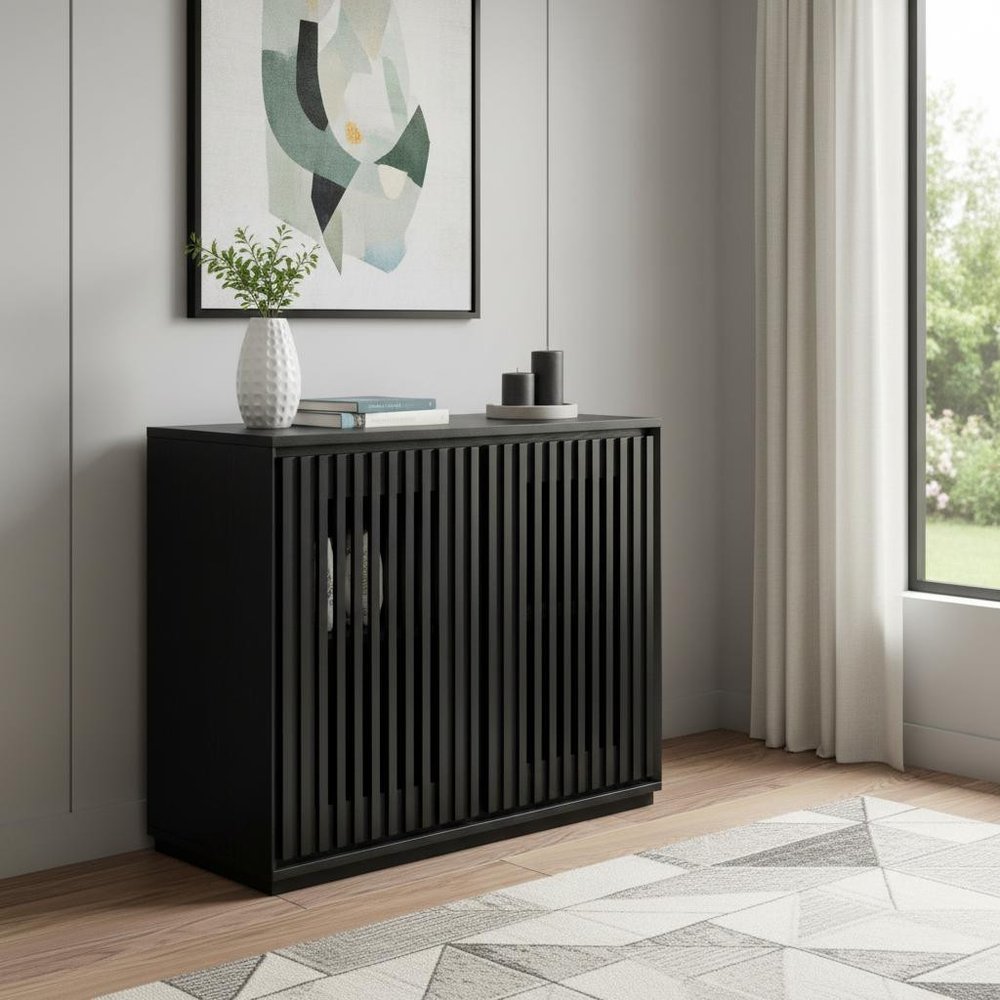 Black Wood Accent Cabinet - 39-inch