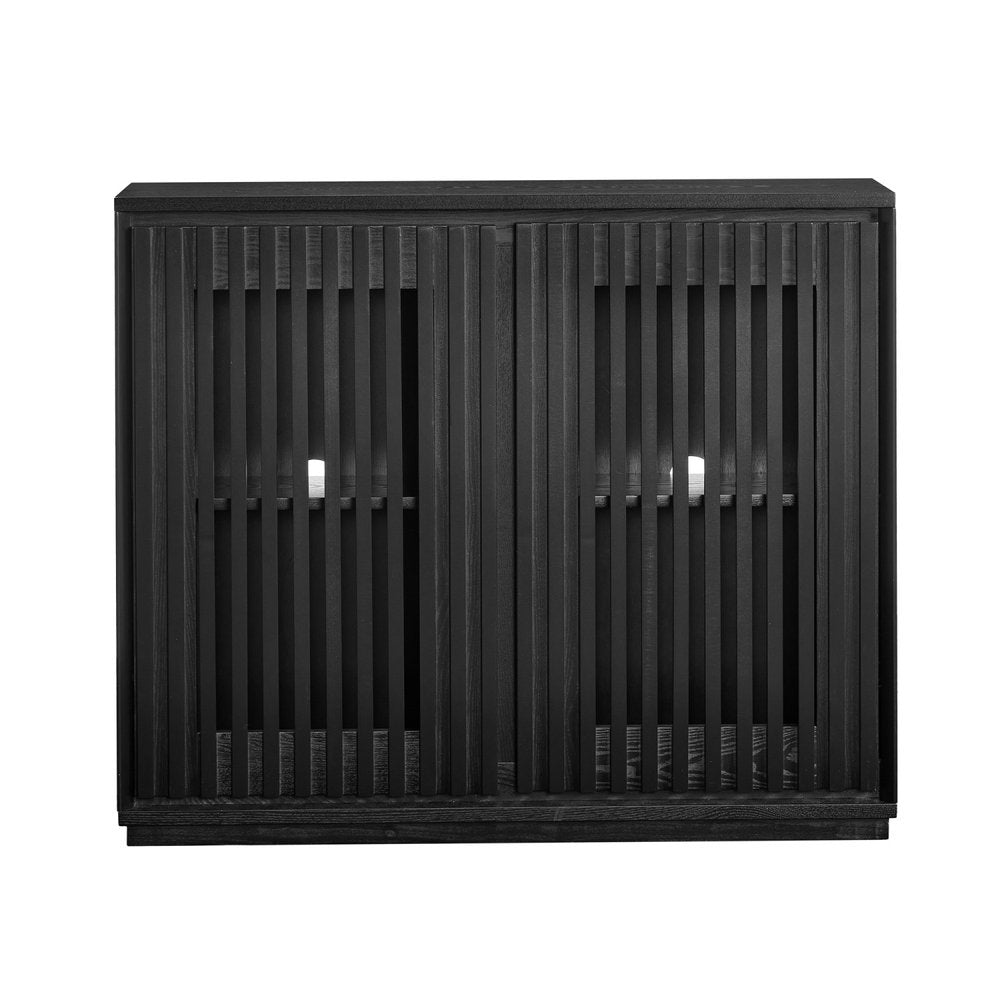 Black Wood Accent Cabinet - 39-inch
