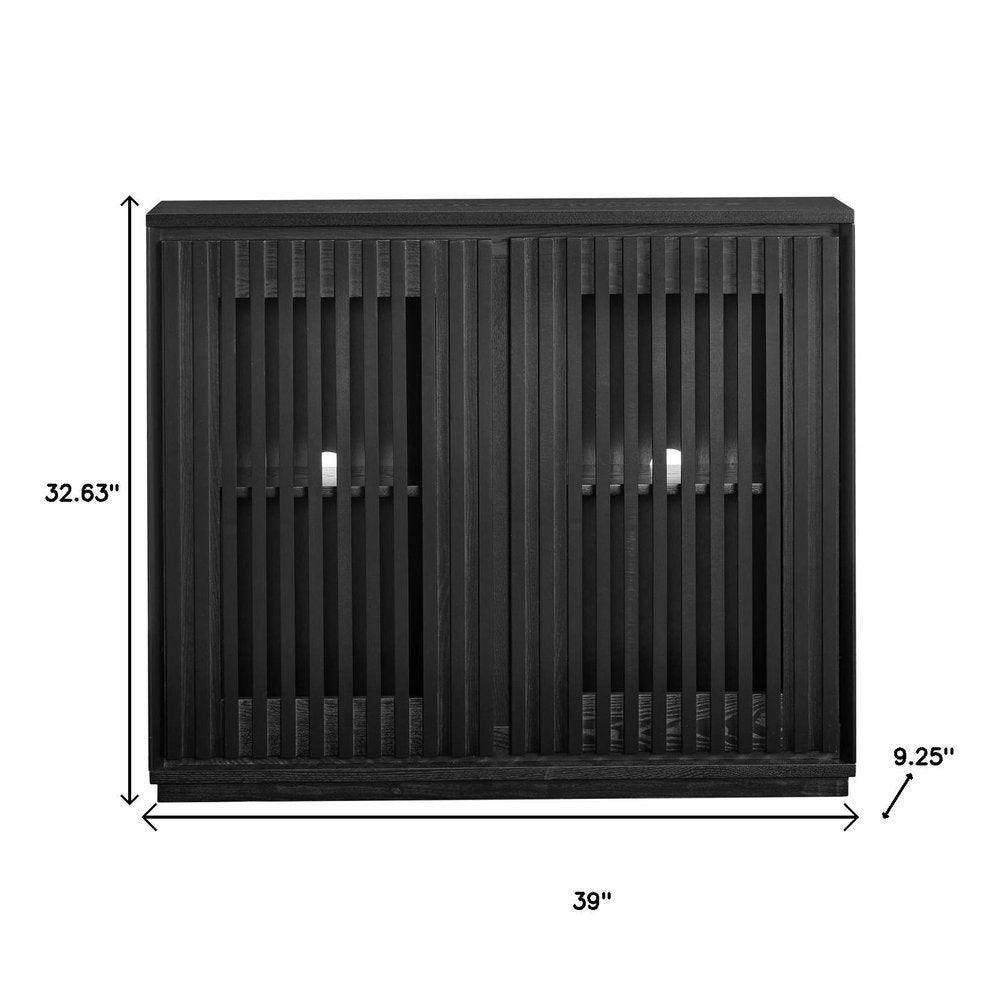 Black Wood Accent Cabinet - 39-inch