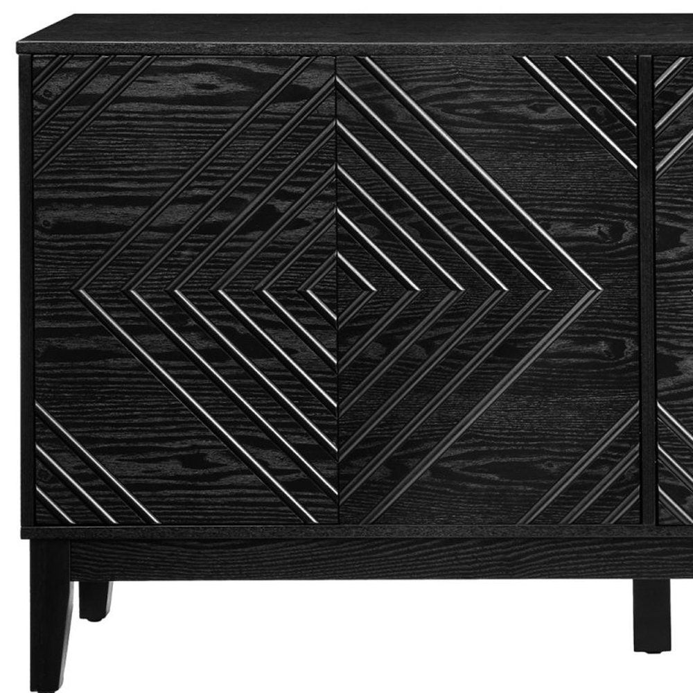 Black Wood Sideboard with Four Doors - 61-inch