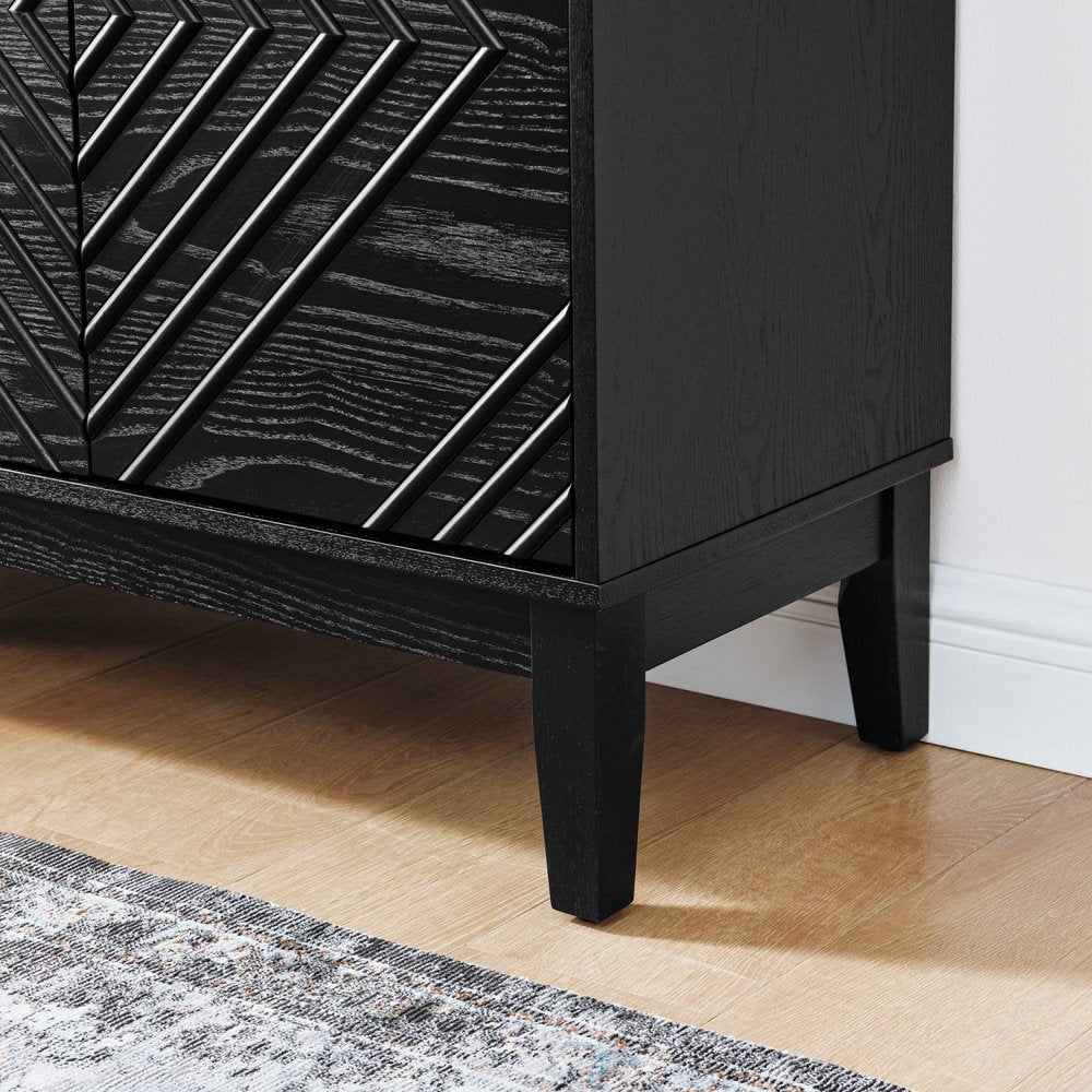 Black Wood Sideboard with Four Doors - 61-inch