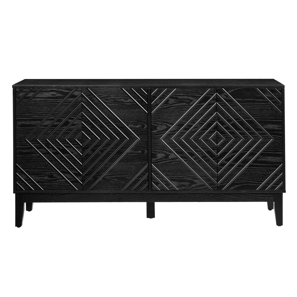 Black Wood Sideboard with Four Doors - 61-inch