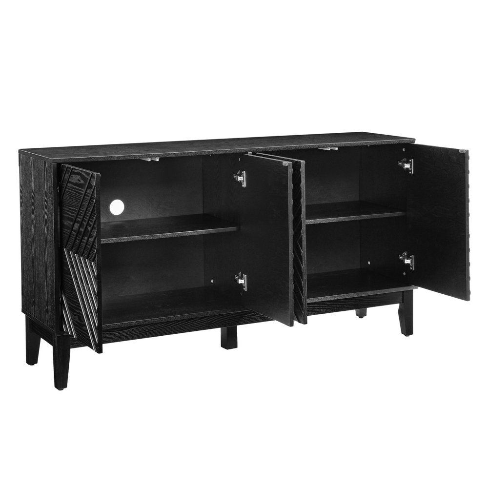 Black Wood Sideboard with Four Doors - 61-inch