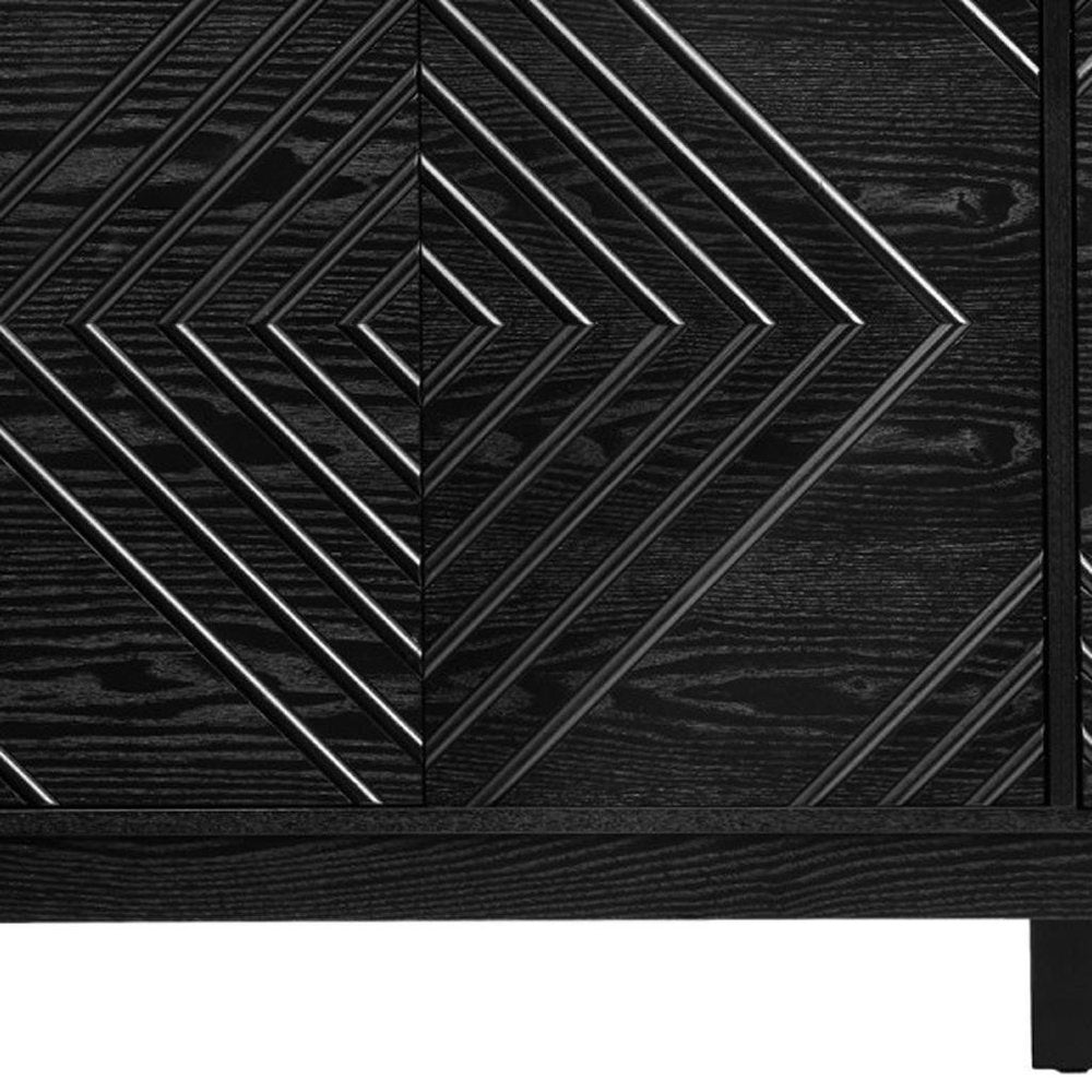 Black Wood Sideboard with Four Doors - 61-inch