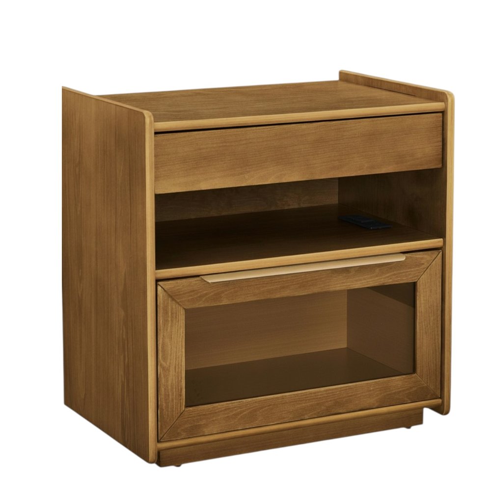 Brown Wood Two Drawer Nightstand - 24-inch
