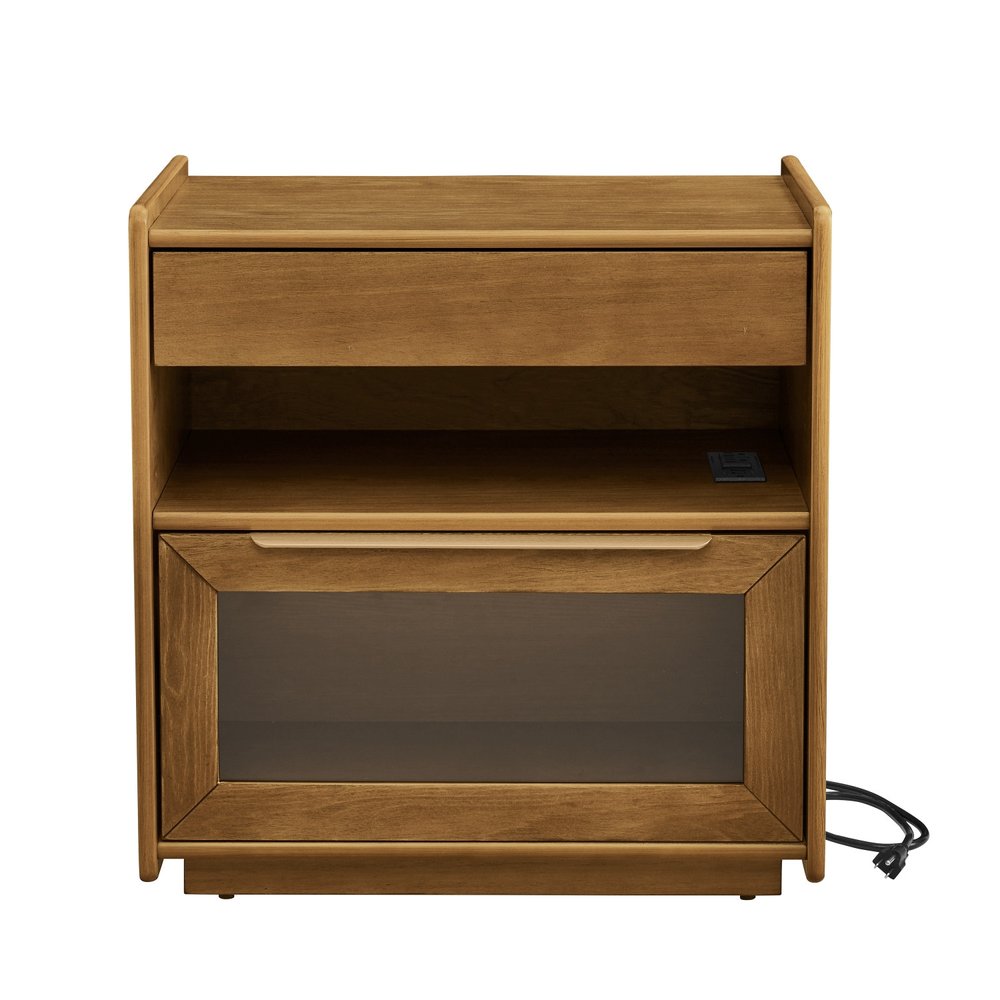 Brown Wood Two Drawer Nightstand - 24-inch