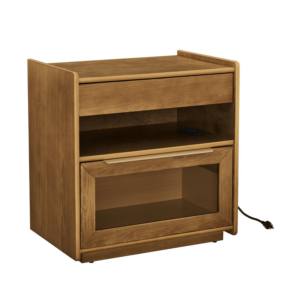 Brown Wood Two Drawer Nightstand - 24-inch