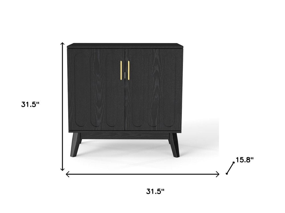 Black Wood Accent Cabinet - 32-inch