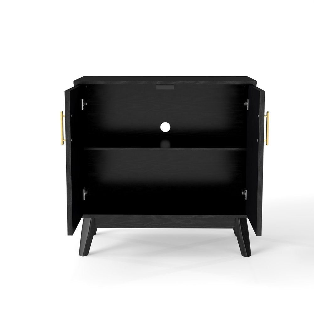 Black Wood Accent Cabinet - 32-inch