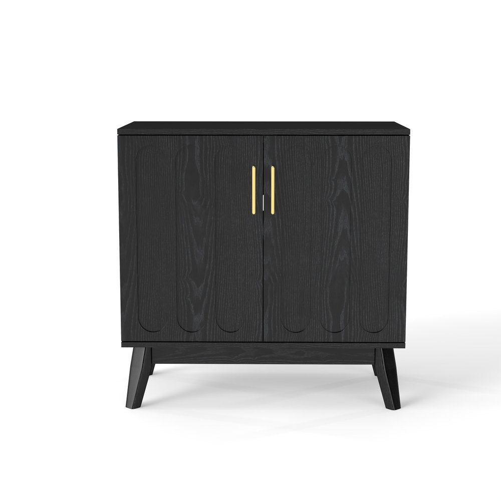 Black Wood Accent Cabinet - 32-inch