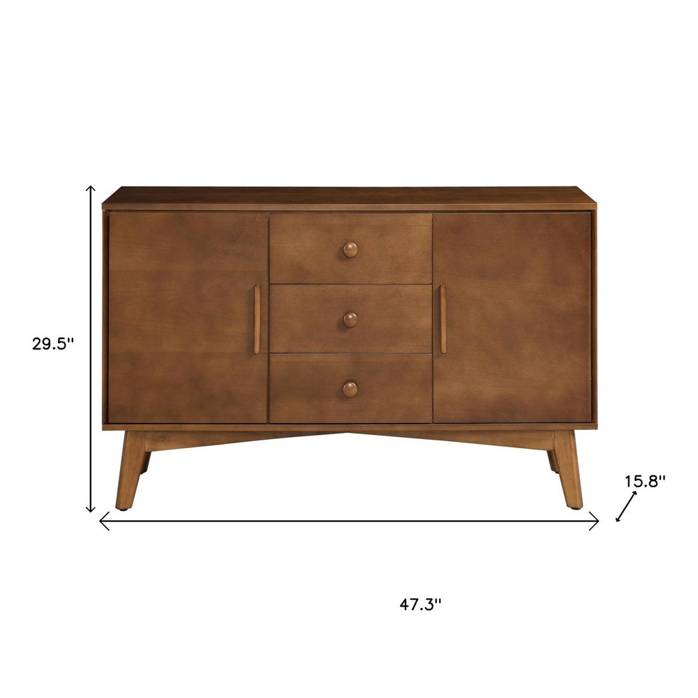 Brown Wood Three Drawer Sideboard with Two Doors - 47-inch