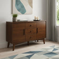Brown Wood Three Drawer Sideboard with Two Doors - 47-inch