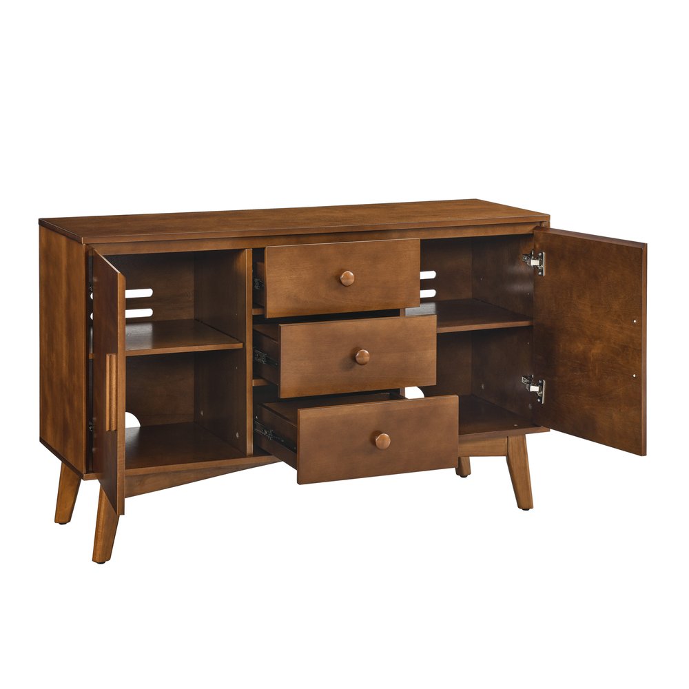 Brown Wood Three Drawer Sideboard with Two Doors - 47-inch