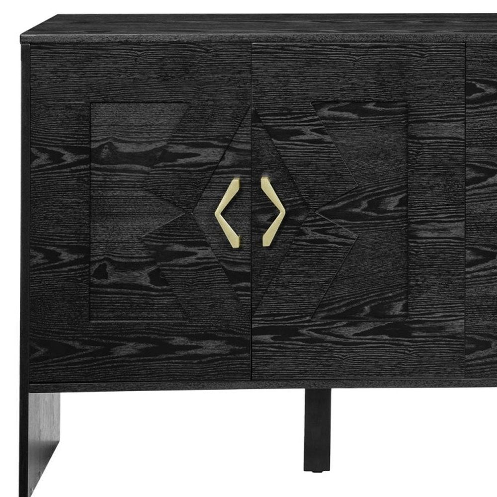Black Wood Sideboard with Four Doors - 60-inch