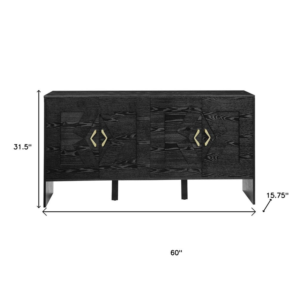 Black Wood Sideboard with Four Doors - 60-inch
