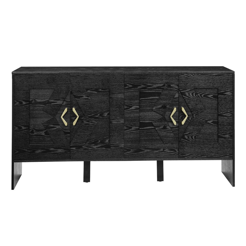 Black Wood Sideboard with Four Doors - 60-inch