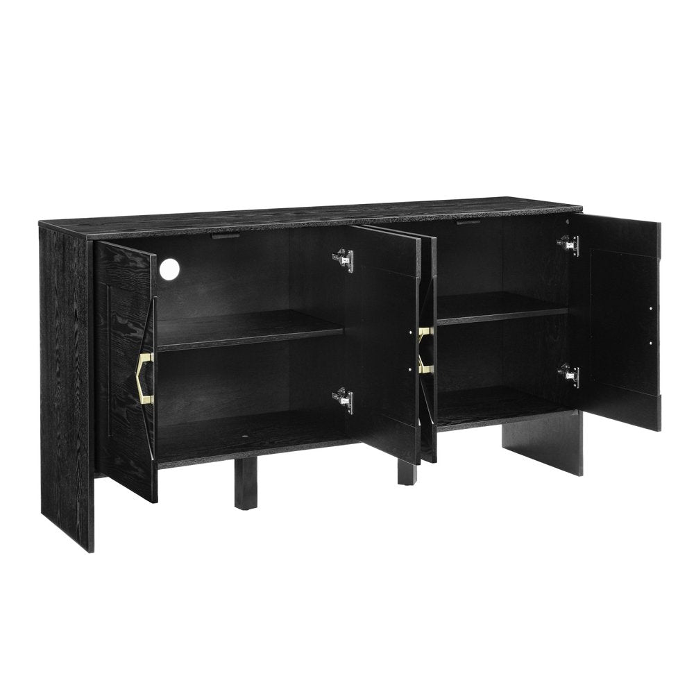 Black Wood Sideboard with Four Doors - 60-inch