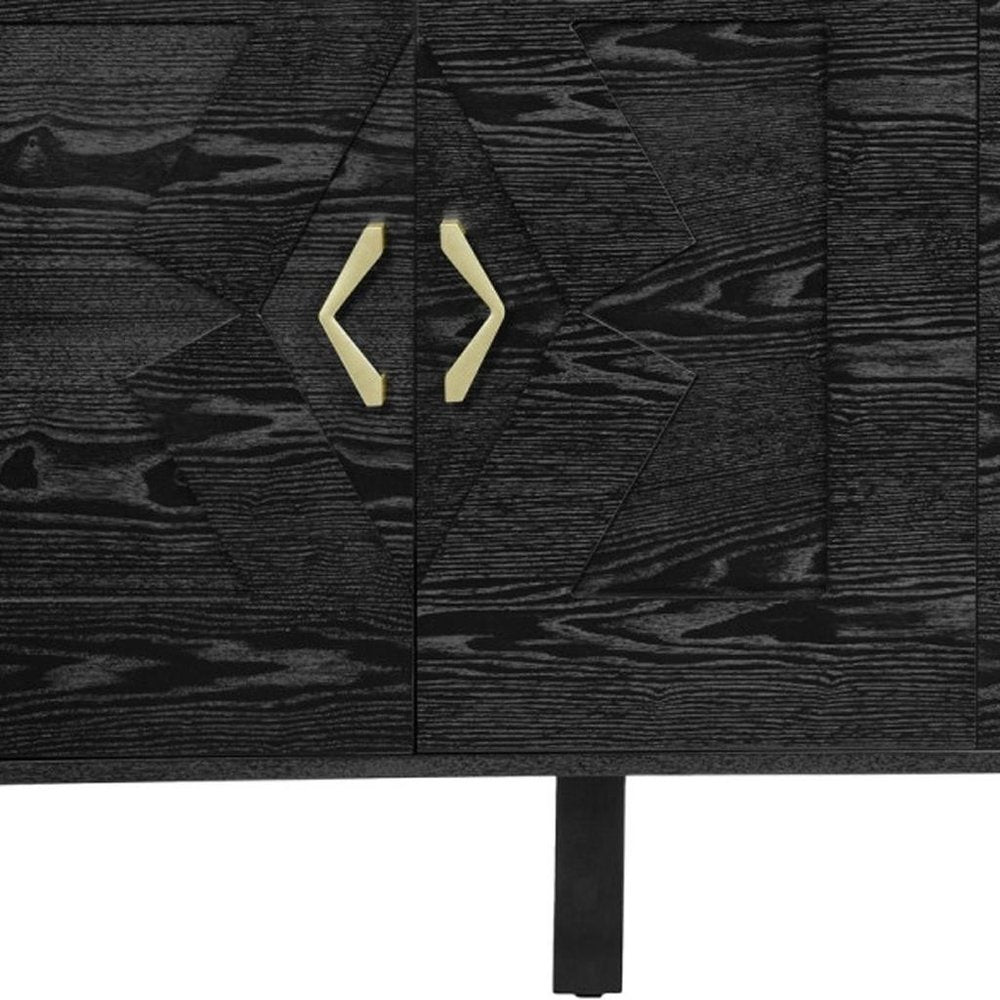 Black Wood Sideboard with Four Doors - 60-inch