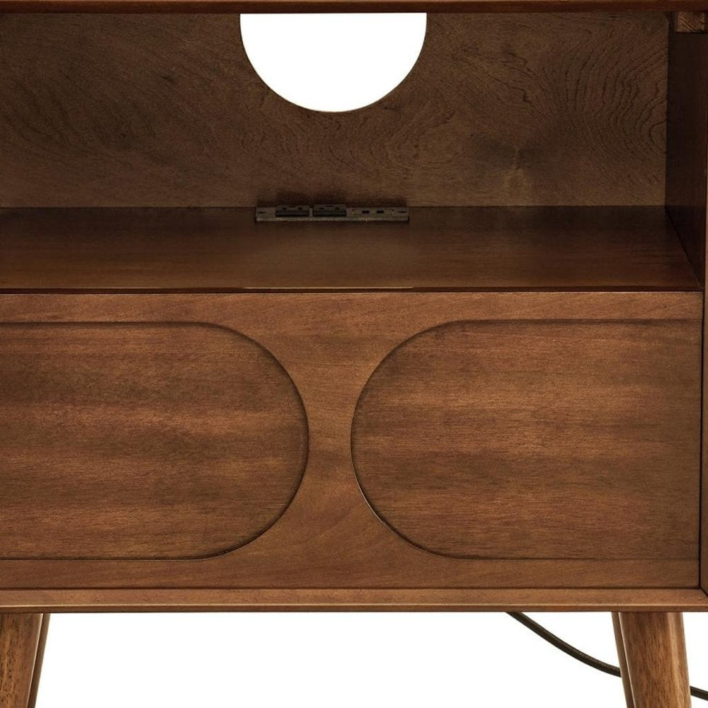 Brown Wood One Drawer Nightstand - 25-inch