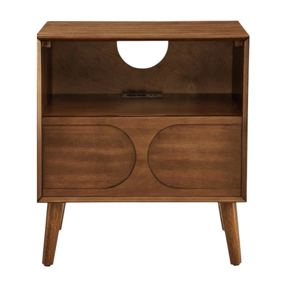 Brown Wood One Drawer Nightstand - 25-inch