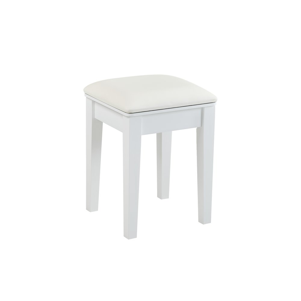 White Wood Mirrored Five Drawer Vanity Table - 36-inch