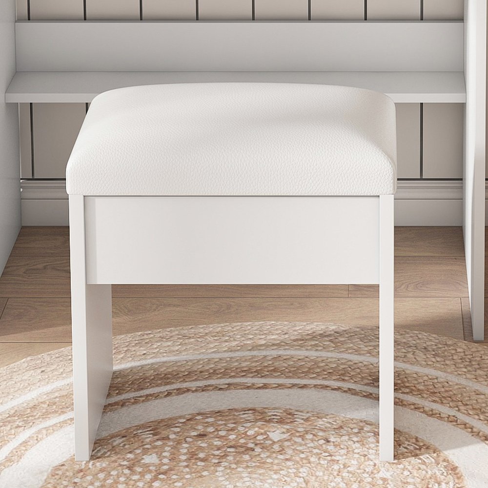 White Wood Mirrored Three Drawer Vanity Table and Lights - 24-inch