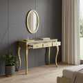 Brown Wood Mirrored Three Drawer Vanity Table - 39-inch