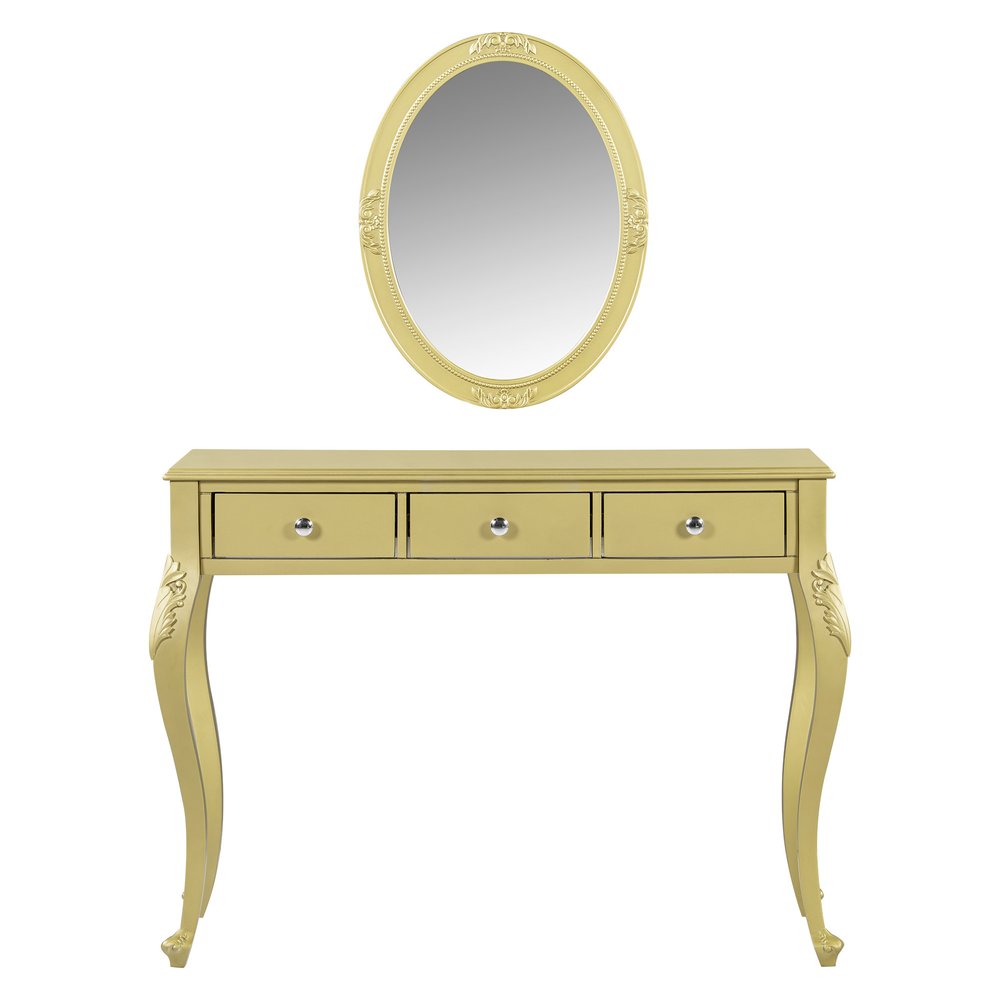 Brown Wood Mirrored Three Drawer Vanity Table - 39-inch