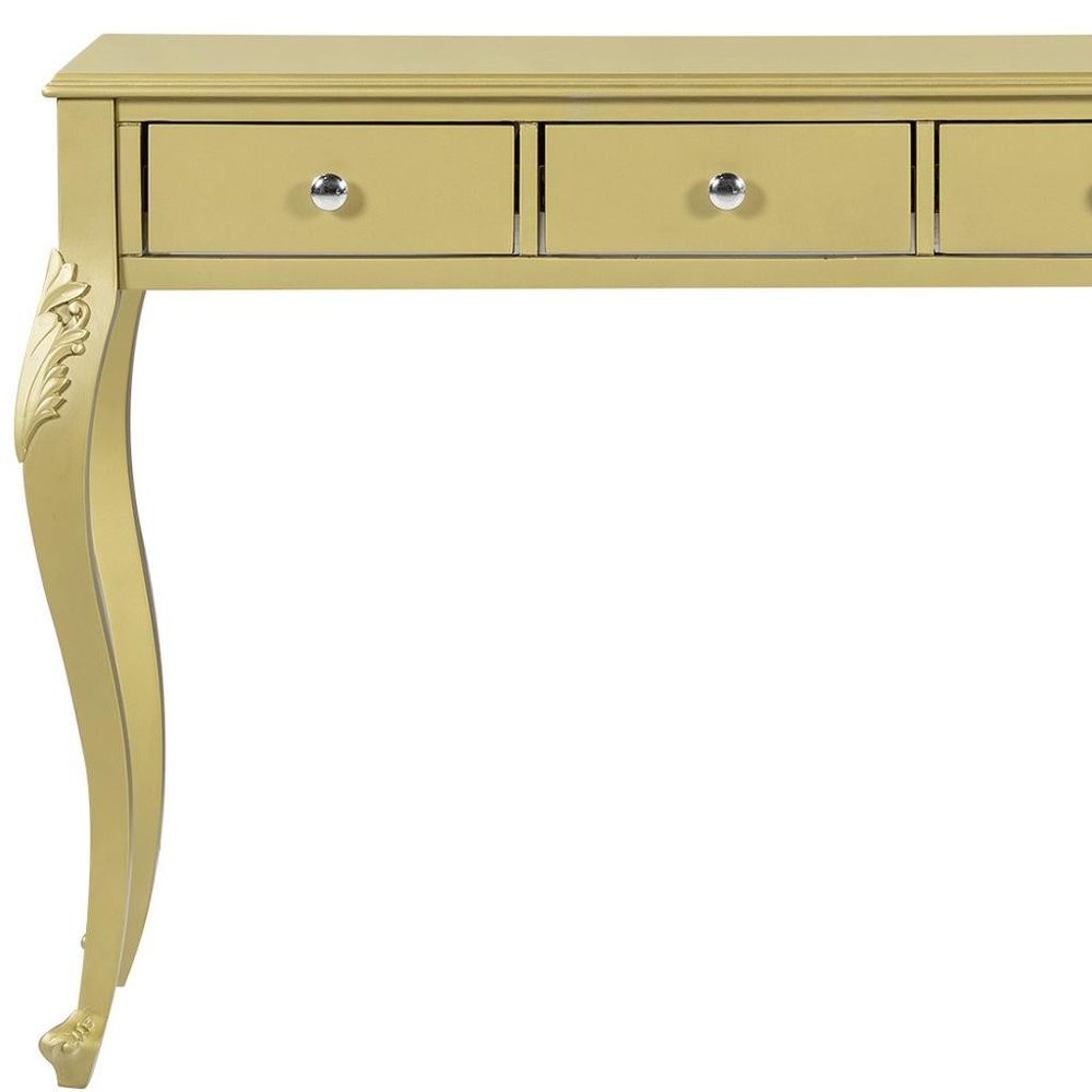 Brown Wood Mirrored Three Drawer Vanity Table - 39-inch