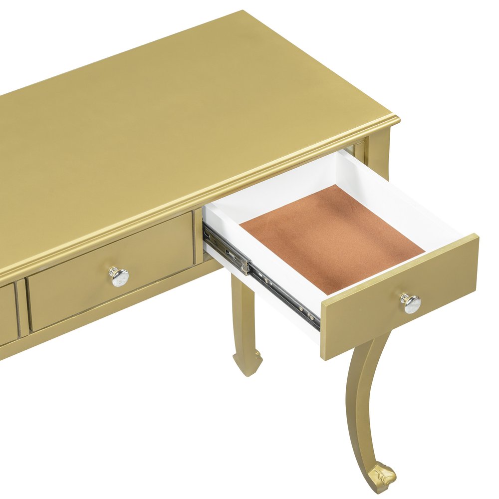 Brown Wood Mirrored Three Drawer Vanity Table - 39-inch