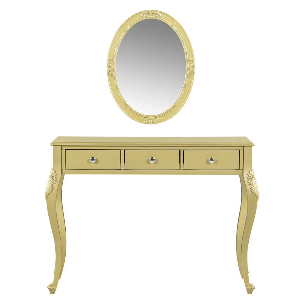 Brown Wood Mirrored Three Drawer Vanity Table - 39-inch