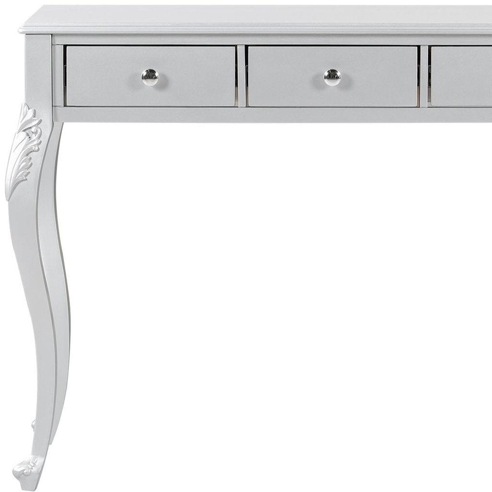 Silver Wood Mirrored Three Drawer Vanity Table - 39-inch